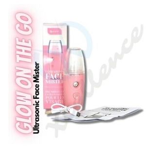NEW! Ultrasonic Face Mister, Glow on the Go, Instant Dewy Skin, Pink